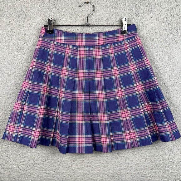 Spao x Sailor Moon Shorts Womens Small Purple Plaid Pleated Moon Logo Mini Skort - Picture 3 of 9